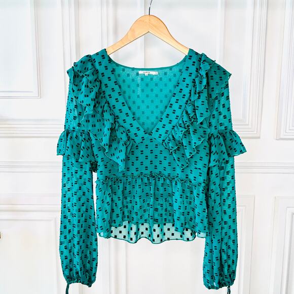 Tularosa Mabel Ruffle Top in Teal NWOT Size XS - Picture 7 of 10